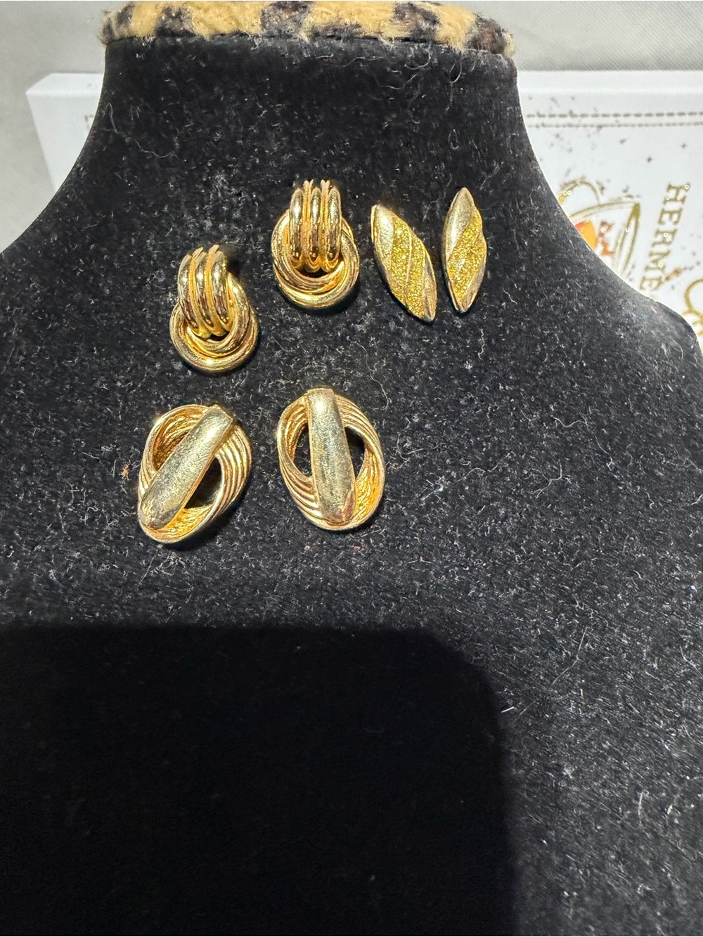 Vintage 80’s Gold Tine Statement Earrings Lot of 3.